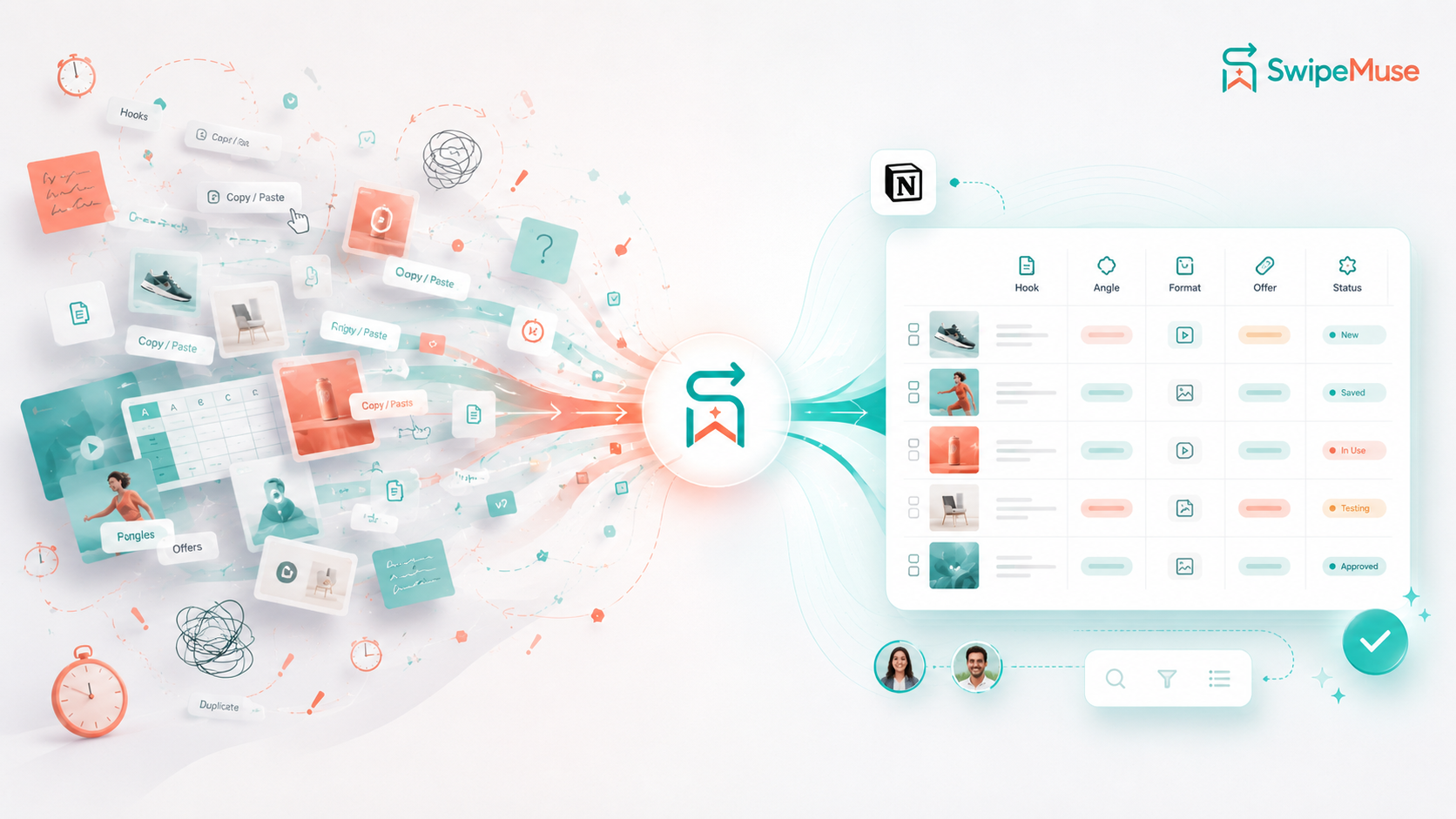 SwipeMuse turns scattered ad research into structured references in Notion
